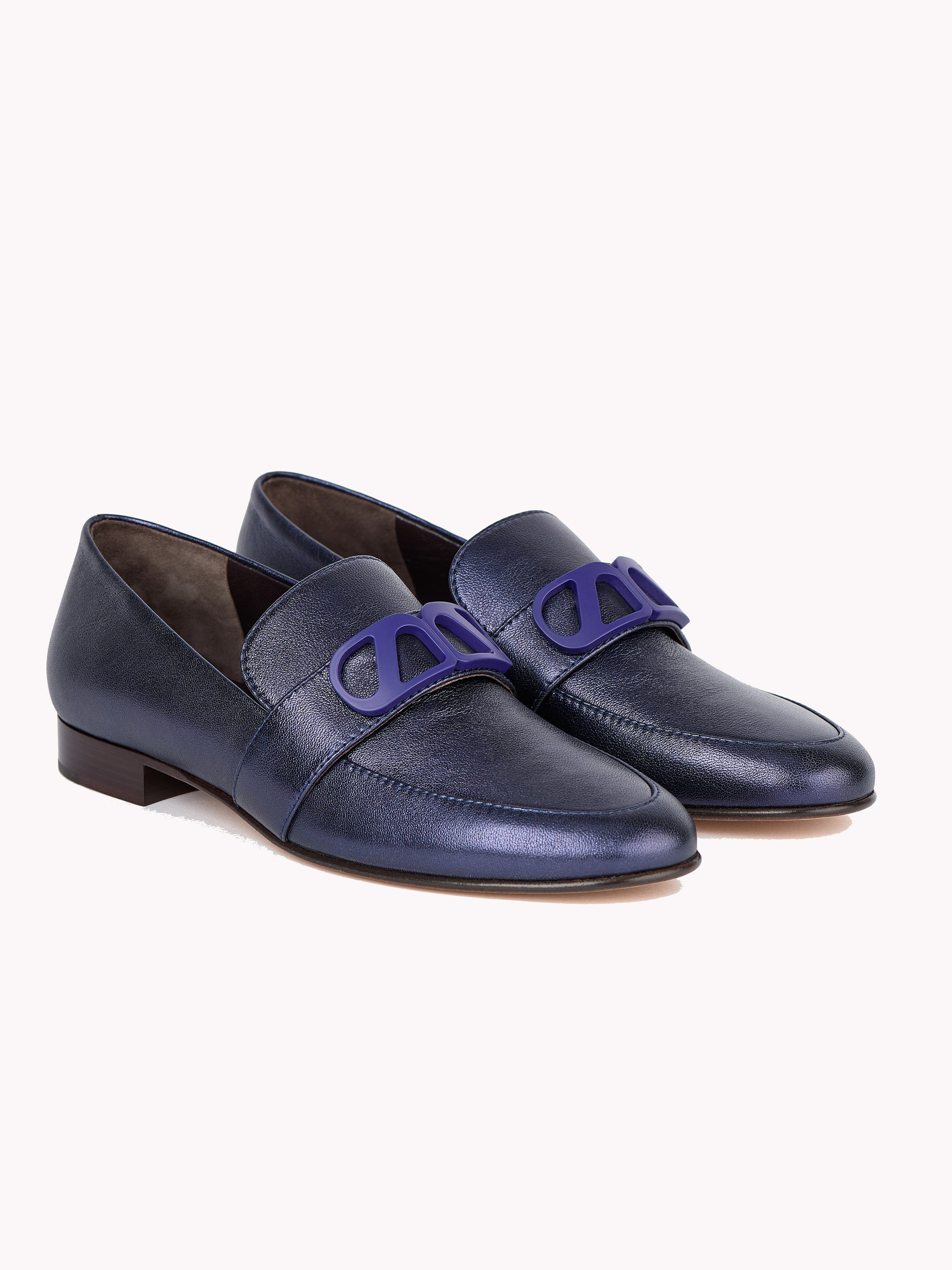 7qty NEW / Mocassins Blair en cuir Nappa métallisé - Blue