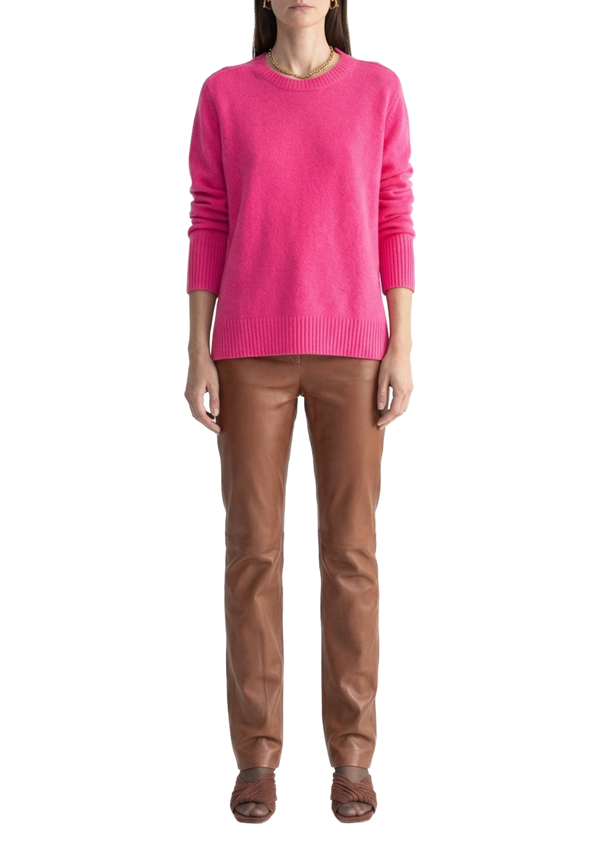 Pantalon droit Blair en cuir - Rust
