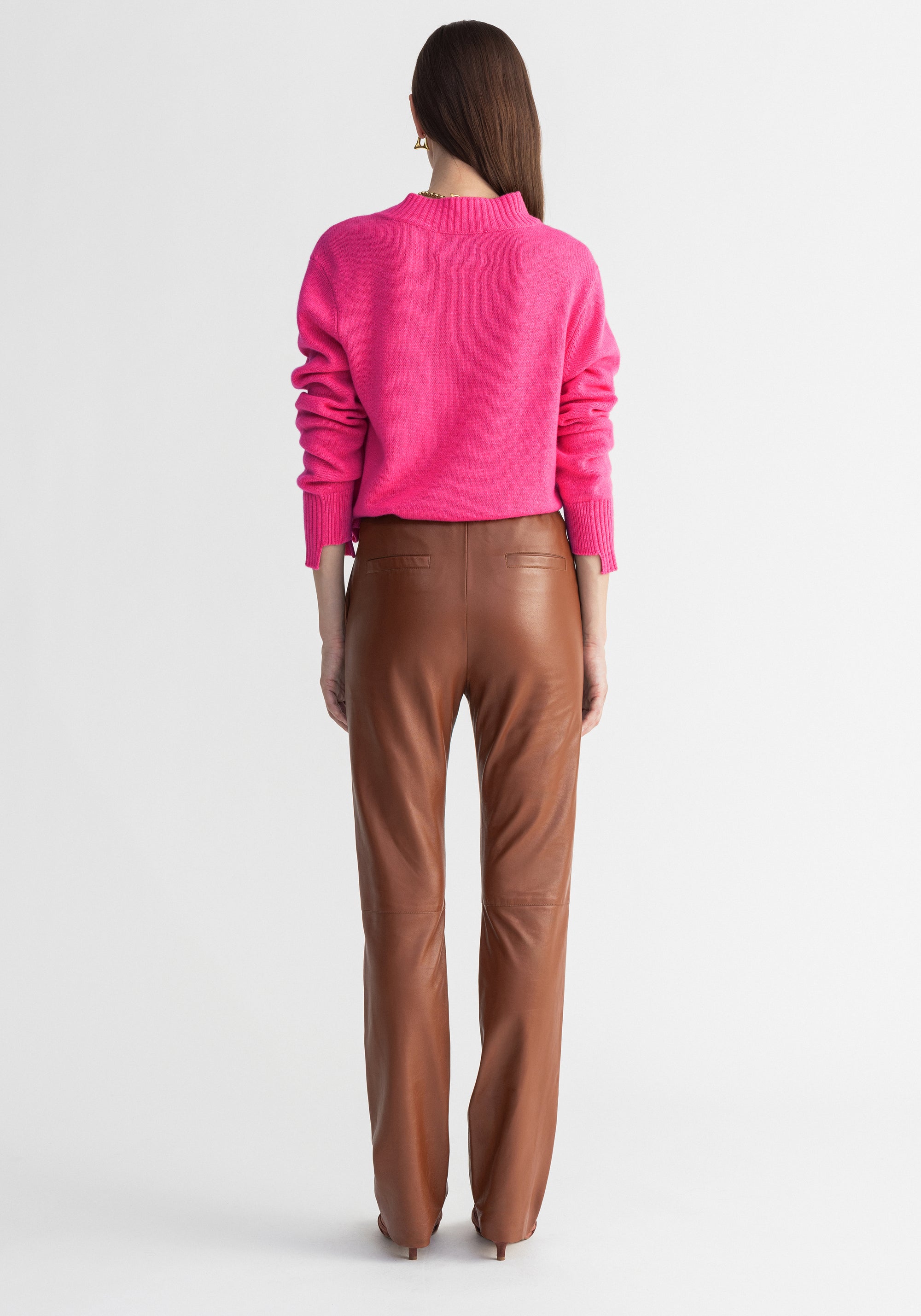 Pantalon droit Blair en cuir - Rust