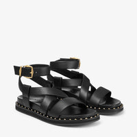 Blaise sandals in leather - Black & Gold