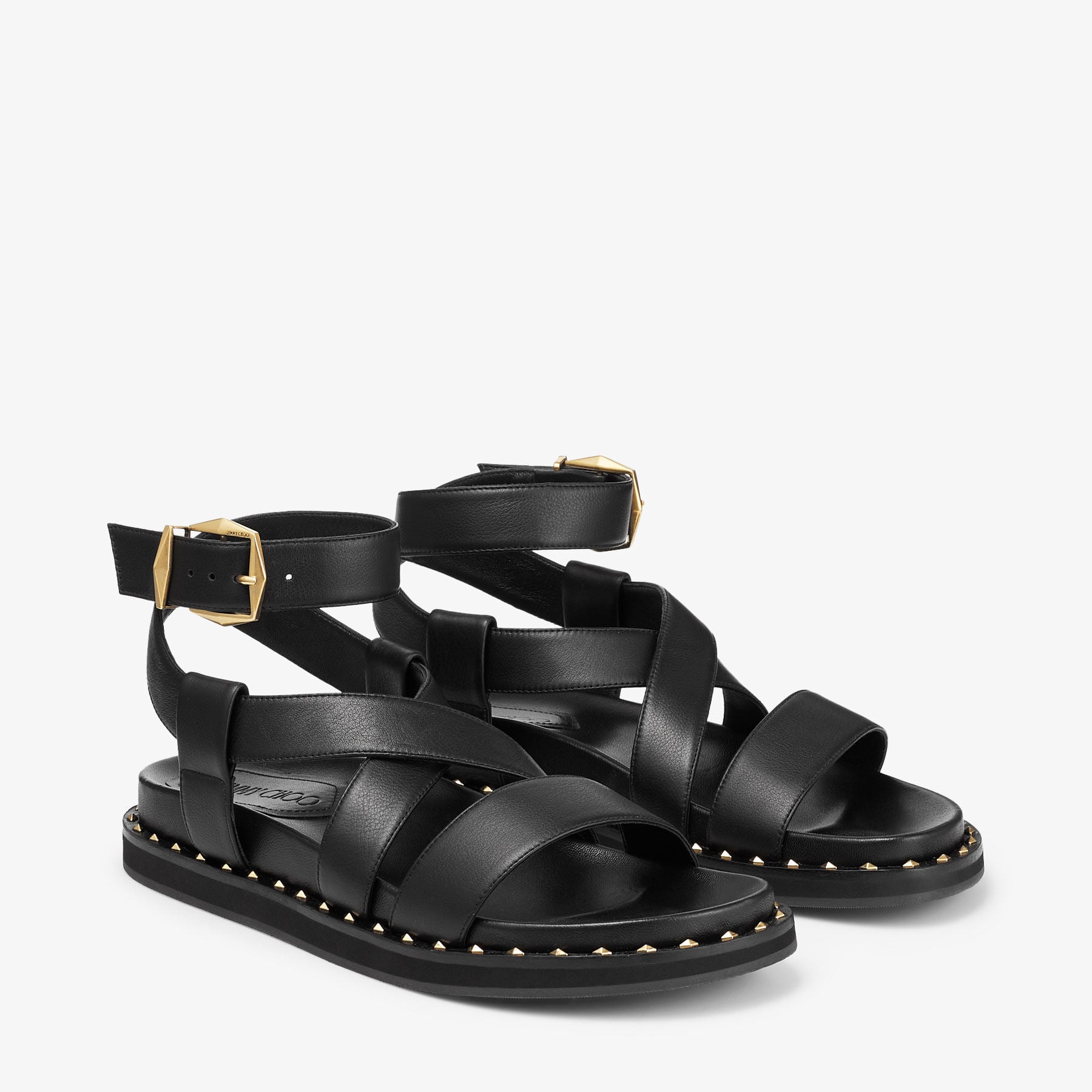 Blaise sandals in leather - Black & Gold
