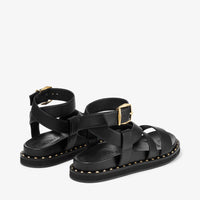Blaise sandals in leather - Black & Gold