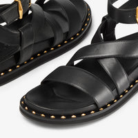Blaise sandals in leather - Black & Gold