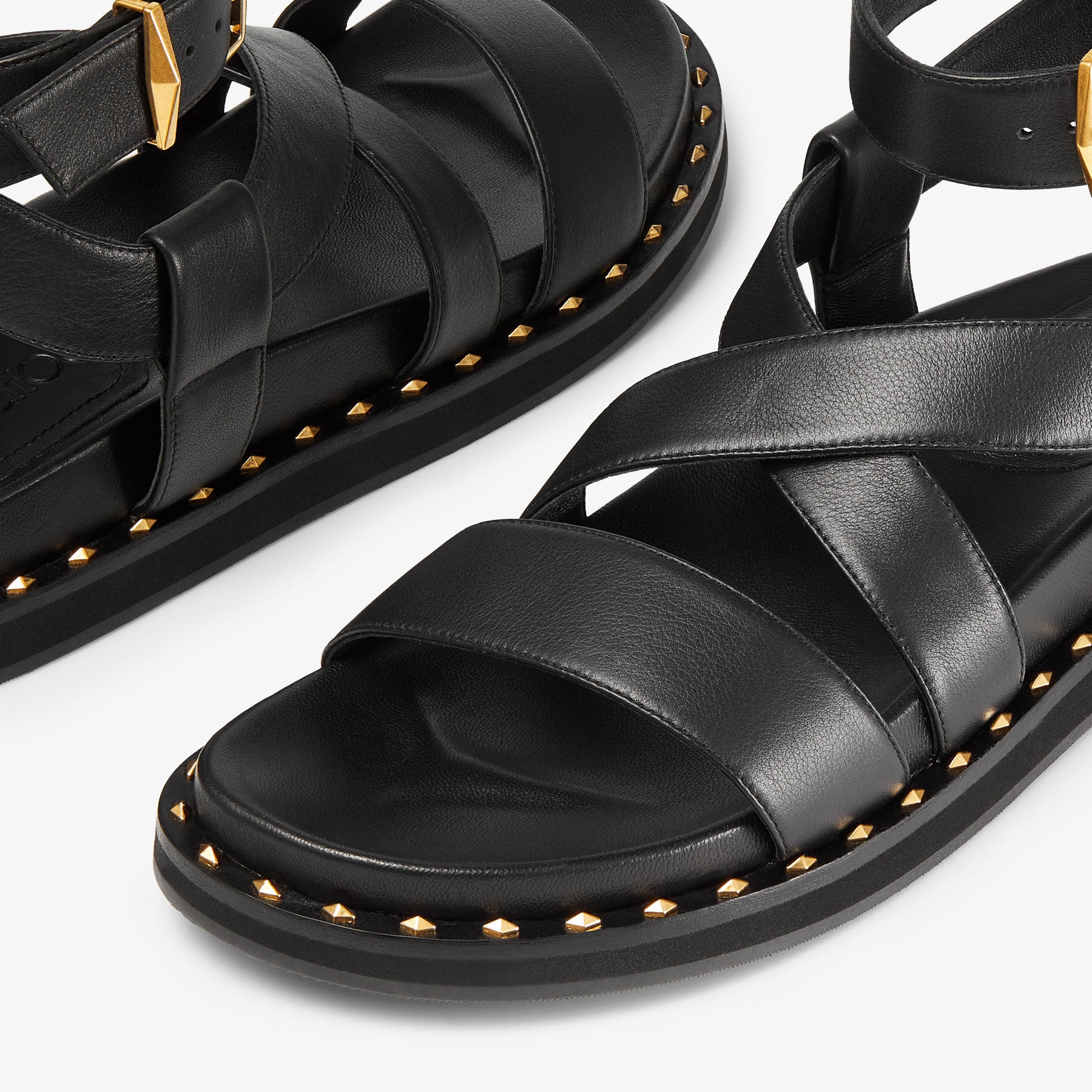Blaise sandals in leather - Black & Gold