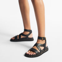 Blaise sandals in leather - Black & Gold