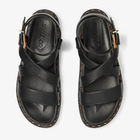 Blaise sandals in leather - Black & Gold
