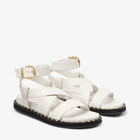 Blaise sandals in leather - Latte & Gold