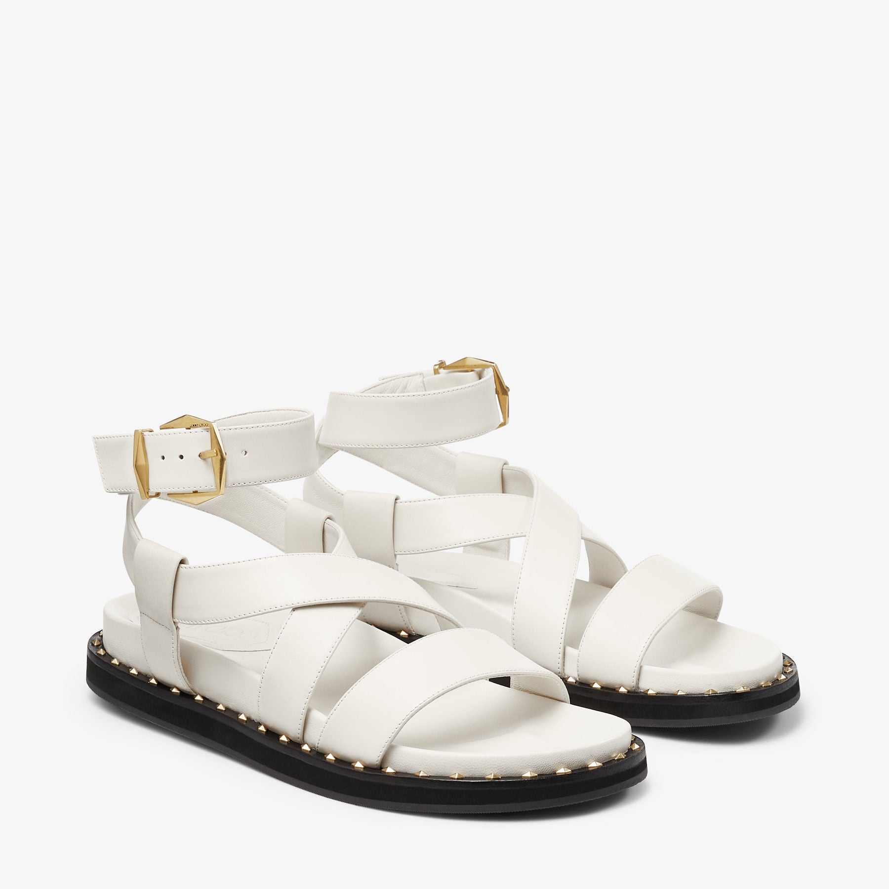 Blaise sandals in leather - Latte & Gold
