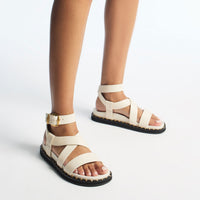 Blaise sandals in leather - Latte & Gold