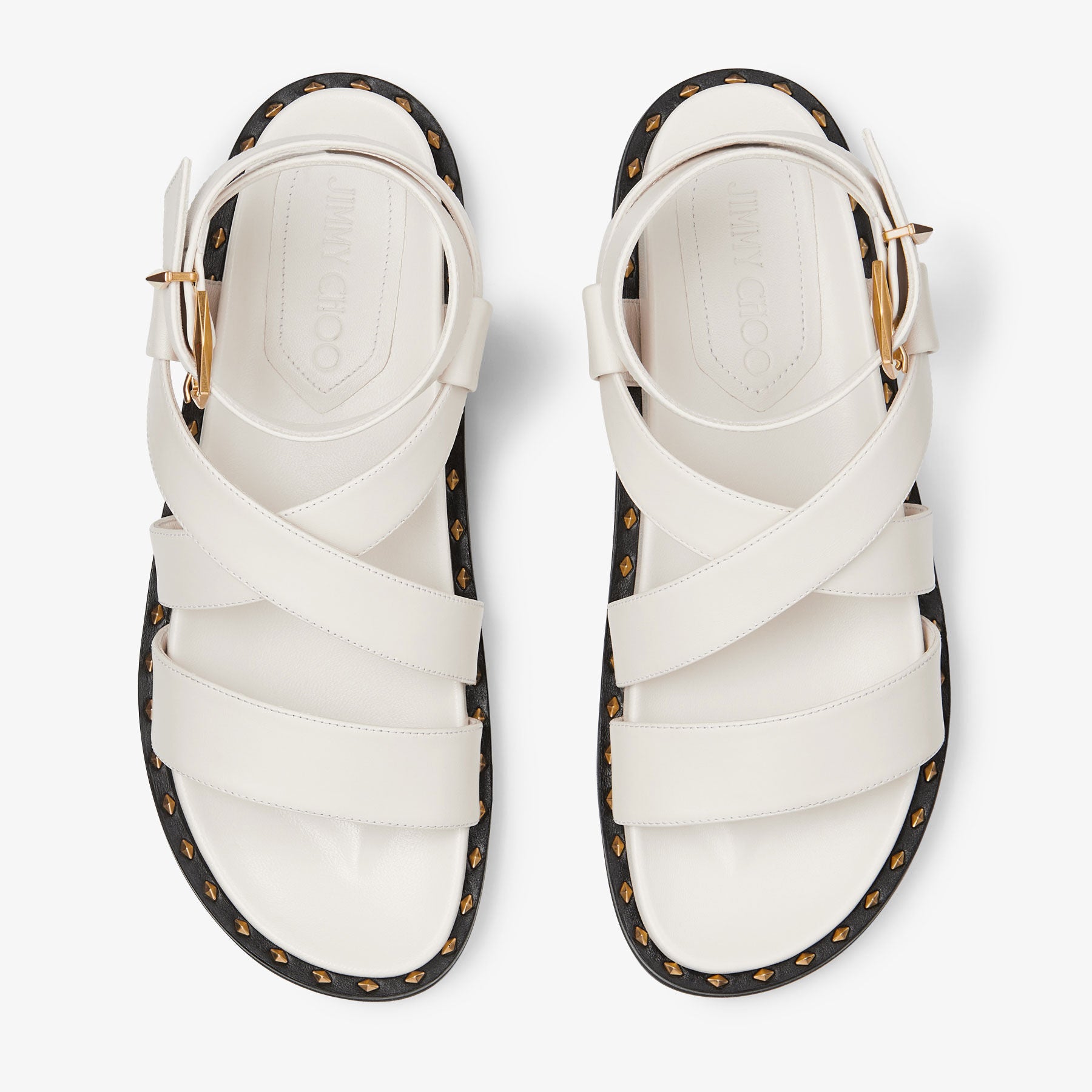 Blaise sandals in leather - Latte & Gold