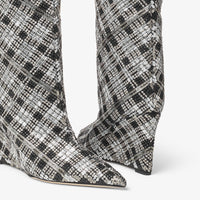 Blake mid-height 85 tartan and pearl boots - Black & Silver