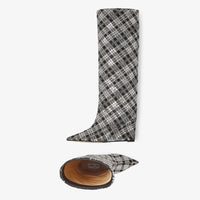 Blake mid-height 85 tartan and pearl boots - Black & Silver