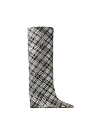 Blake mid-height 85 tartan and pearl boots - Black & Silver