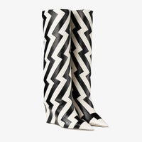 Blake tall boots with 85 leather heel - Latte & Black