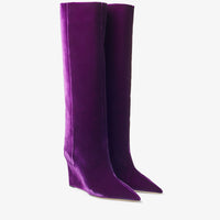 Blake Mid-High 85 Velvet Boots - Blackcurrant
