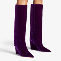 Blake Mid-High 85 Velvet Boots - Blackcurrant