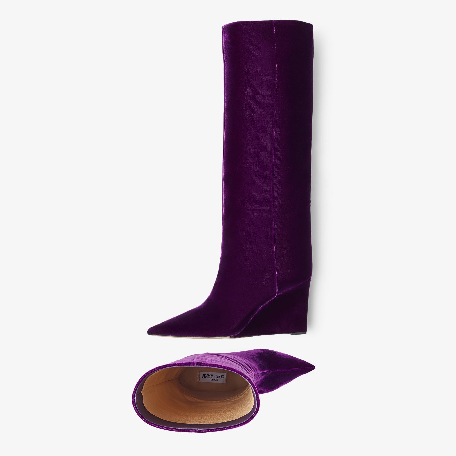 Blake Mid-High 85 Velvet Boots - Blackcurrant