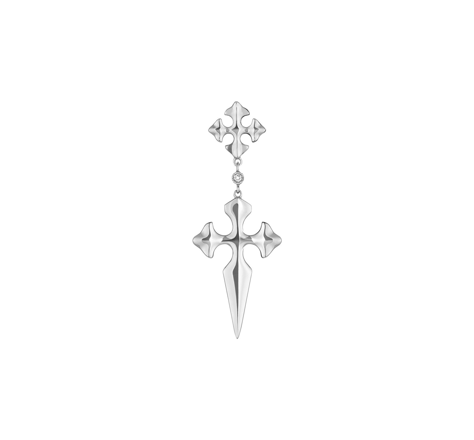 Mono boucle Blood Diamonds grand modèle en or blanc 18K sertie d'un diamant - Or blanc
