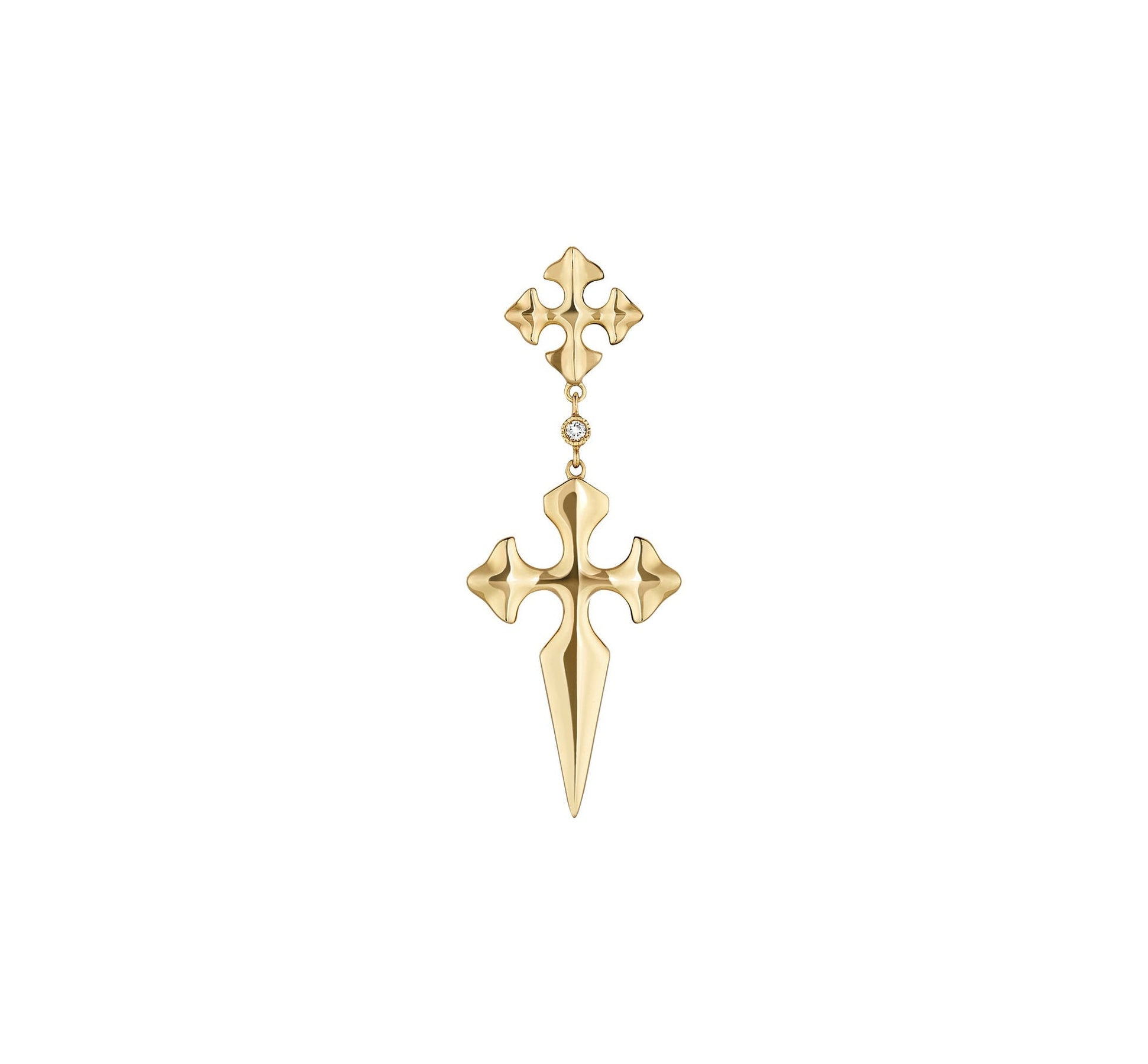Mono boucle Blood Diamonds grand modèle en or jaune 18K sertie d'un diamant - Or jaune