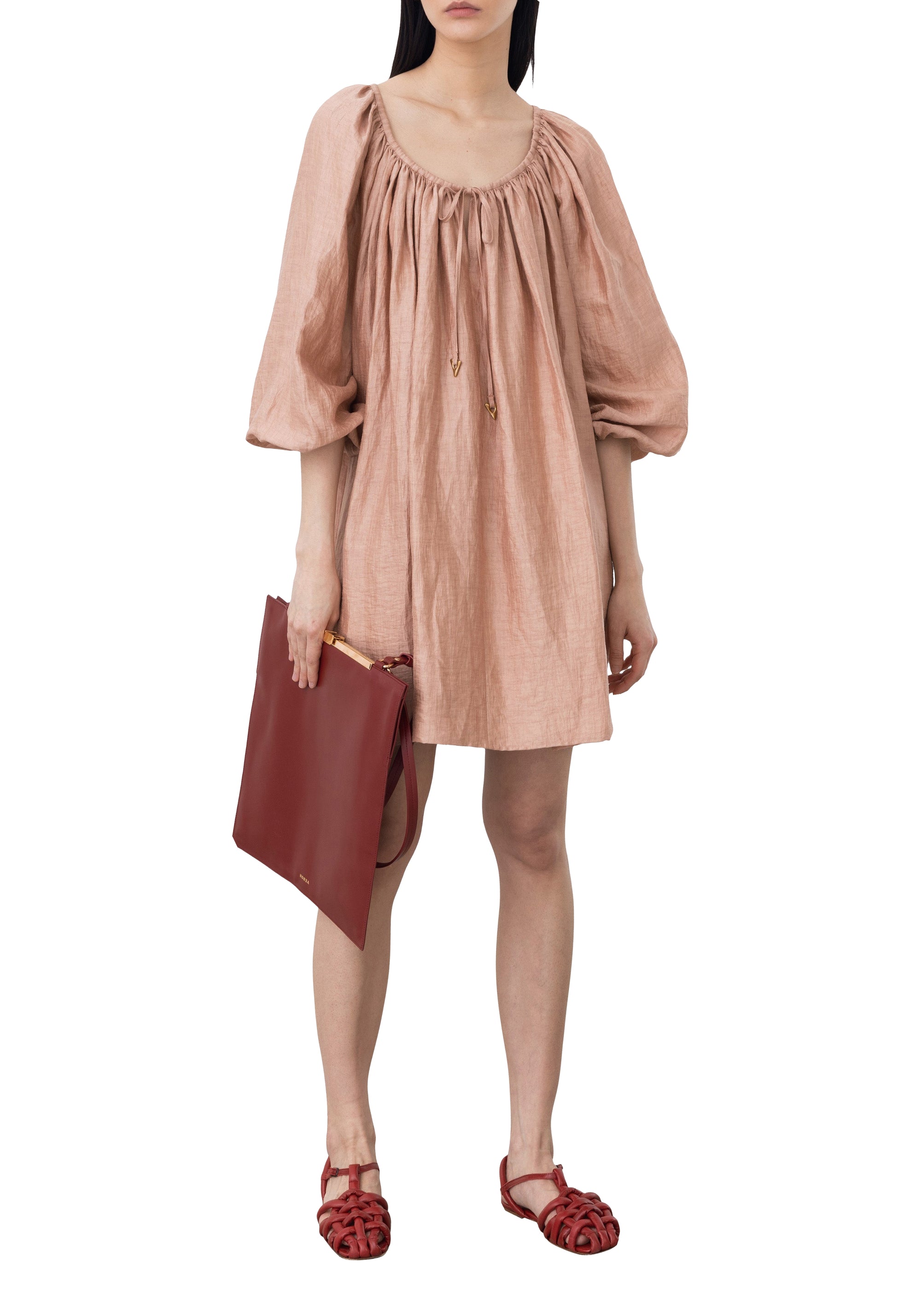 Robe Blossom ample en lin - Apricot