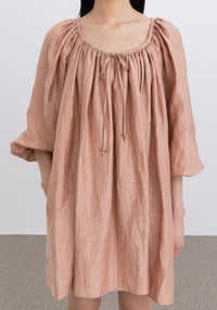 Robe Blossom ample en lin - Apricot