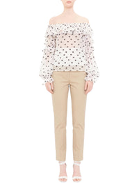 Blouse à pois et volants superposés - White & Black
