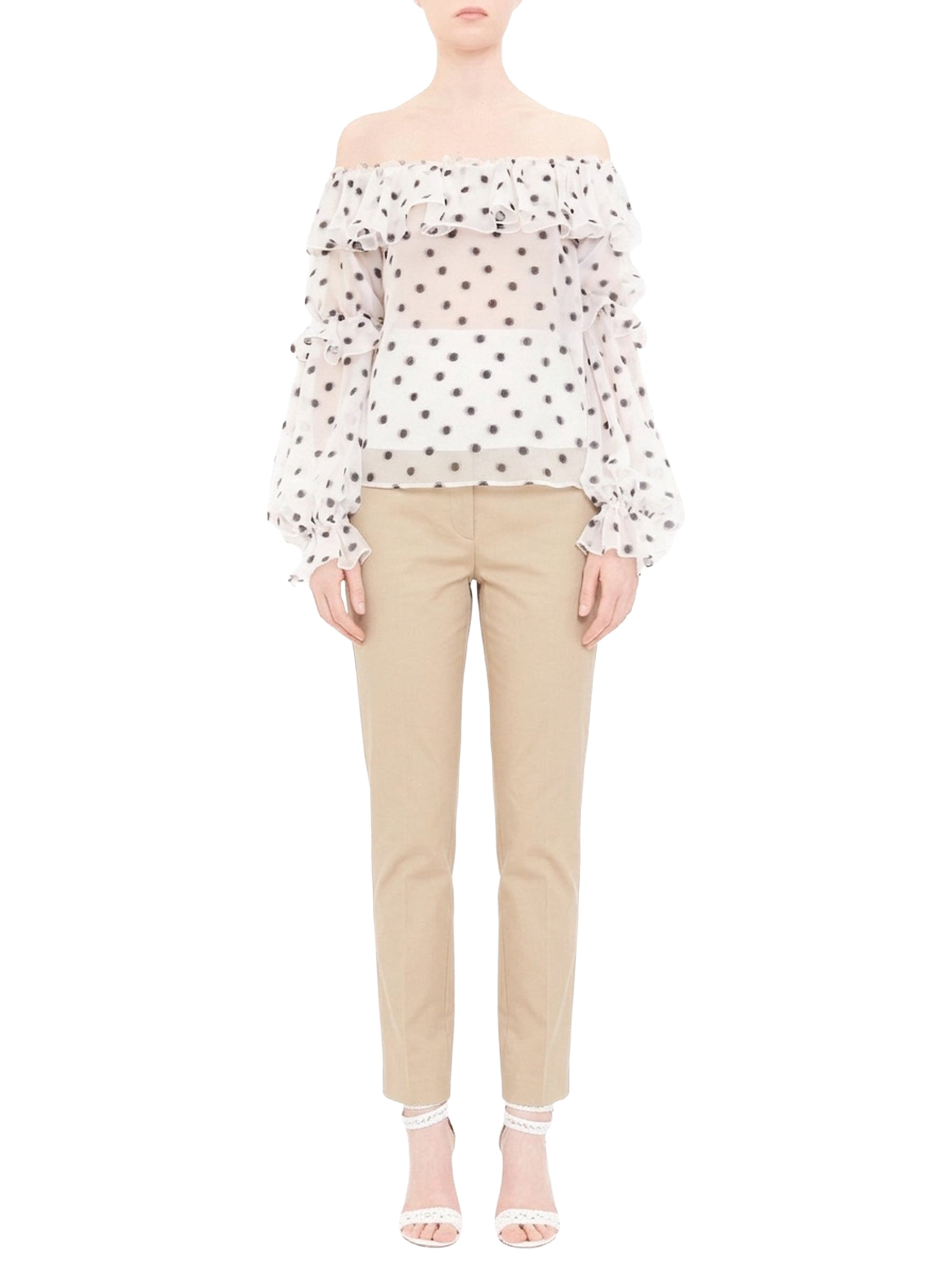 Blouse à pois et volants superposés - White & Black