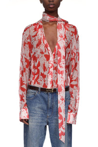 Draped Pleat Detail Blouse - Chilli / Blush