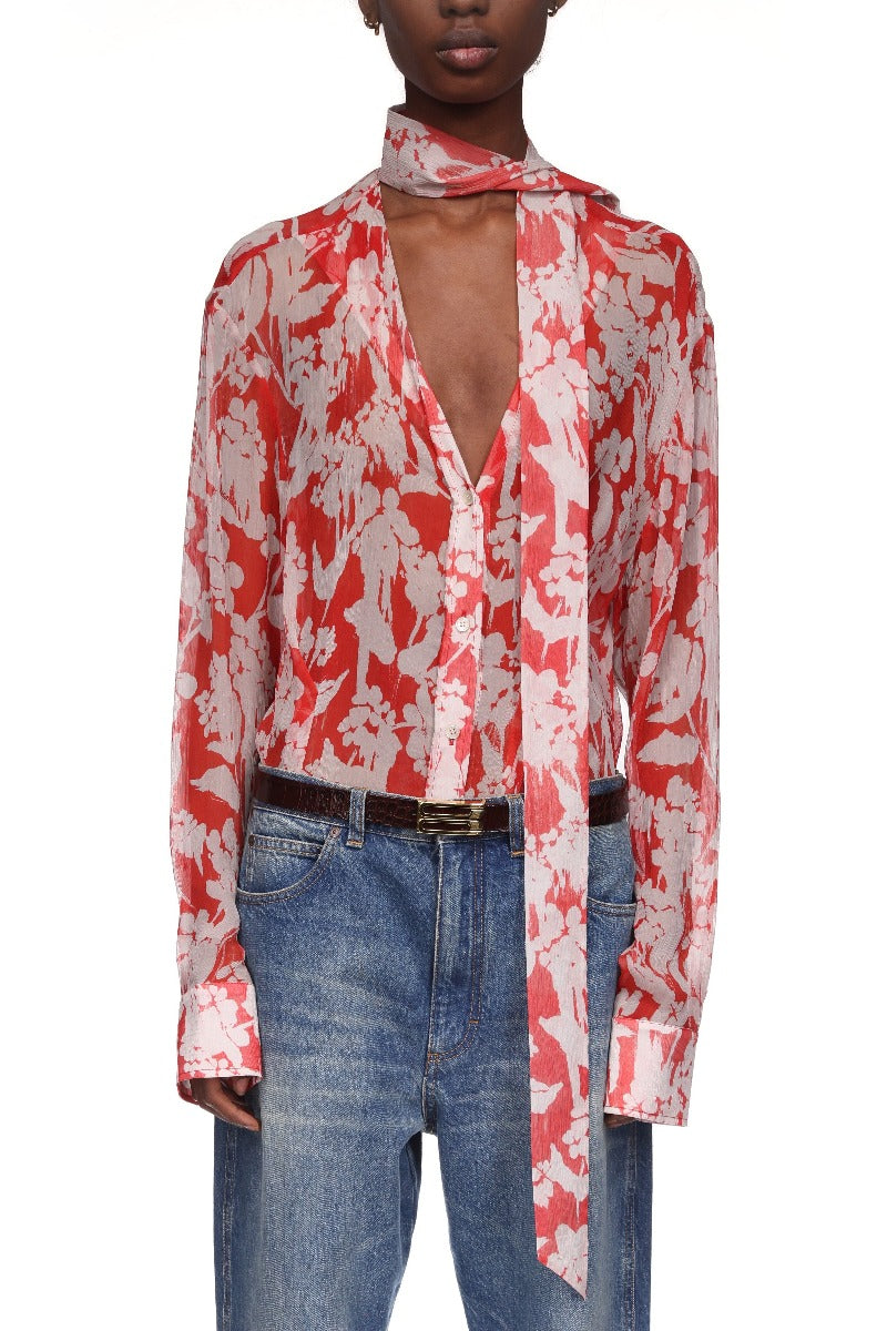 Draped Pleat Detail Blouse - Chilli / Blush