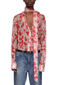 Draped Pleat Detail Blouse - Chilli / Blush