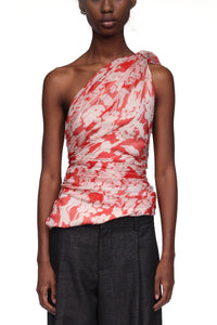 One-Shoulder Draped Top - Chilli / Blush