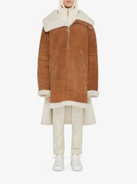 Parka en cuir - Blanc & Beige