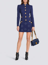 Cardigan en maille ajourée vichy - Bleu Nuit