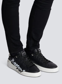 Baskets b-court en cuir imprimé - Noir & Blanc