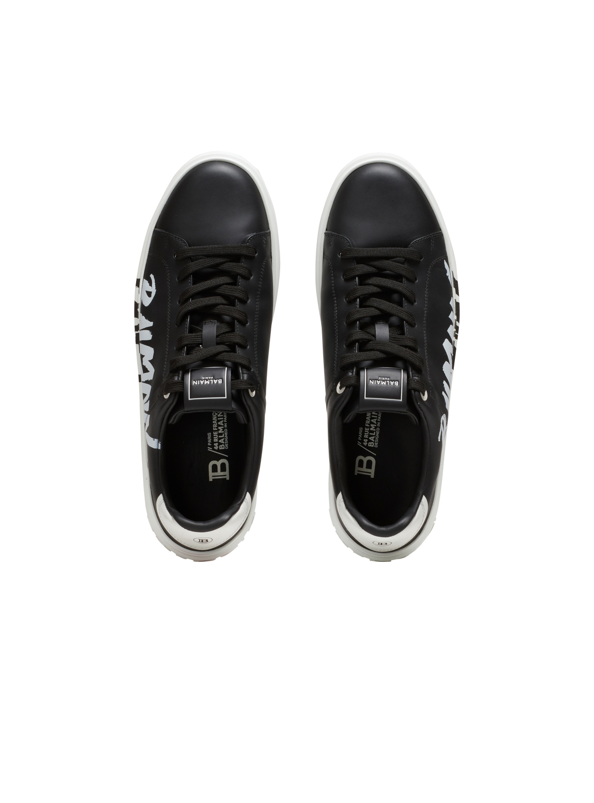 Baskets b-court en cuir imprimé - Noir & Blanc