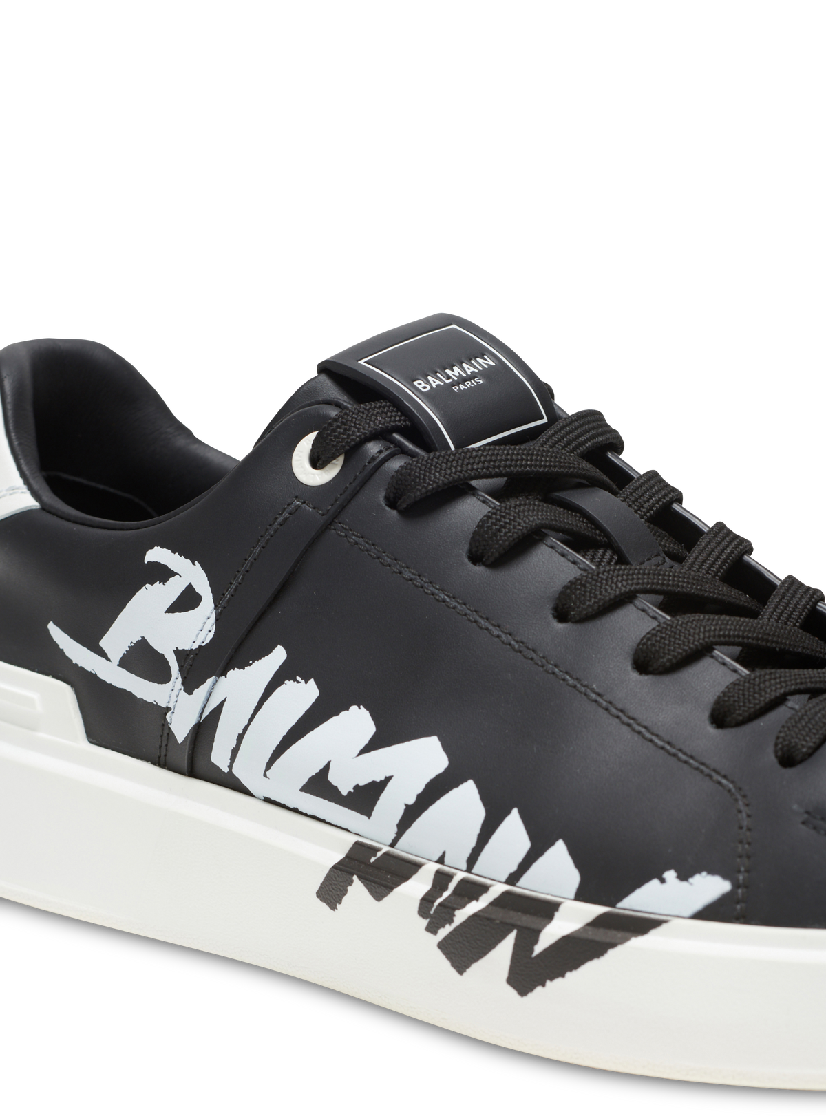 Baskets b-court en cuir imprimé - Noir & Blanc