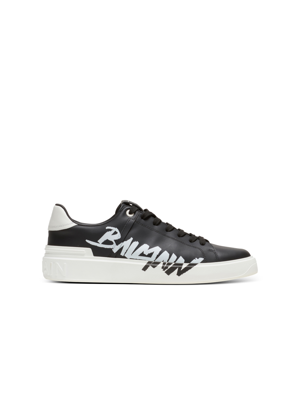 Baskets b-court en cuir imprimé - Noir & Blanc