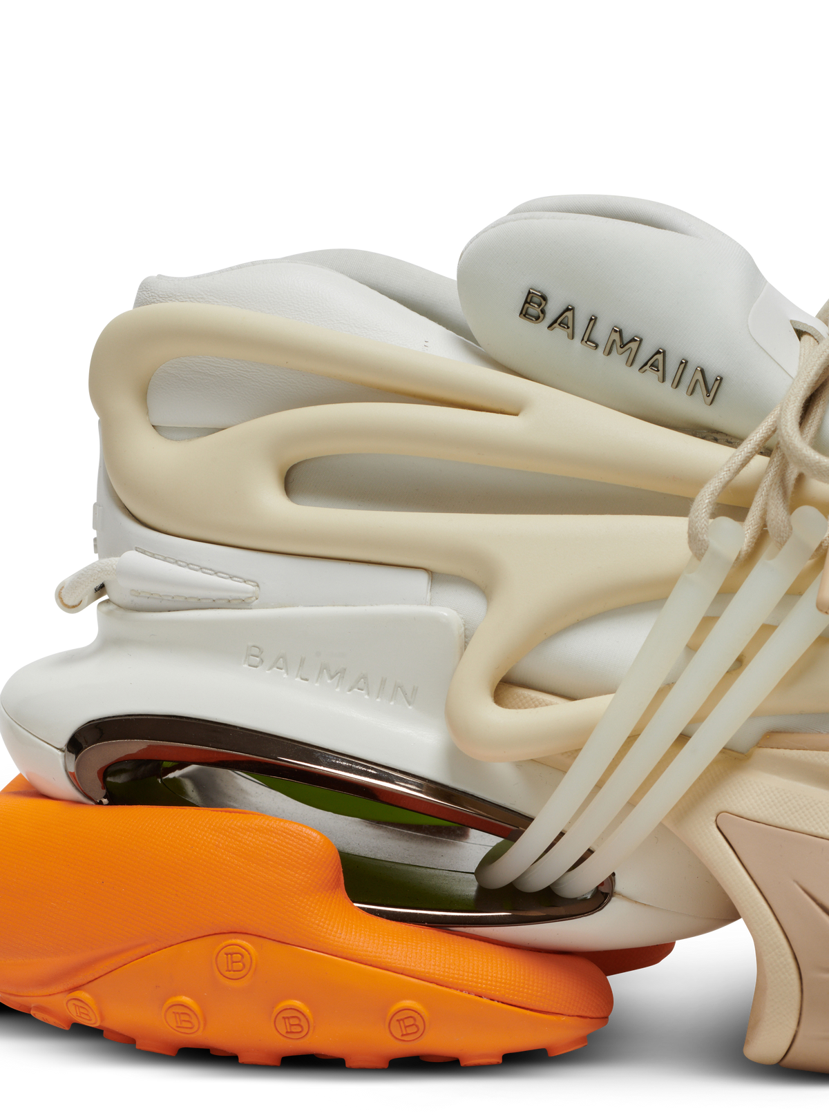 Baskets unicorn en néoprène et cuir - Gris & Blanc & Orange Vif