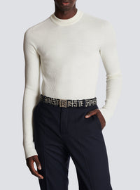 Ceinture PB en jacquard monogramme - Ivoire & Noir