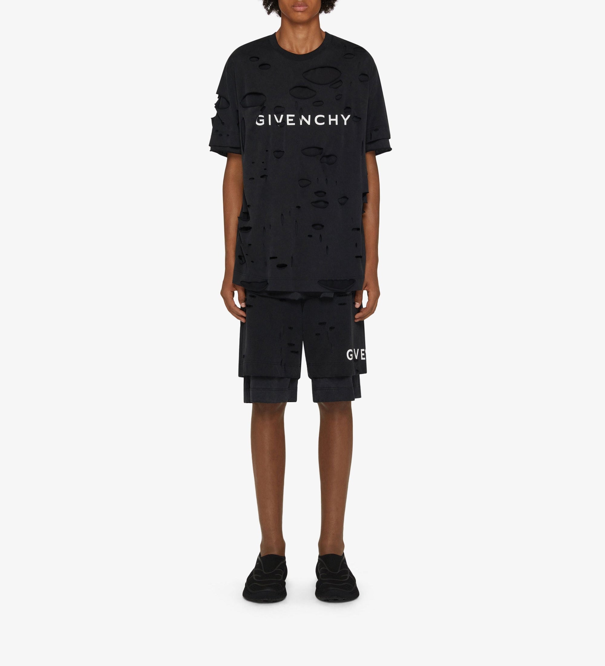 T-shirt à trou surdimensionné - Noir Fume