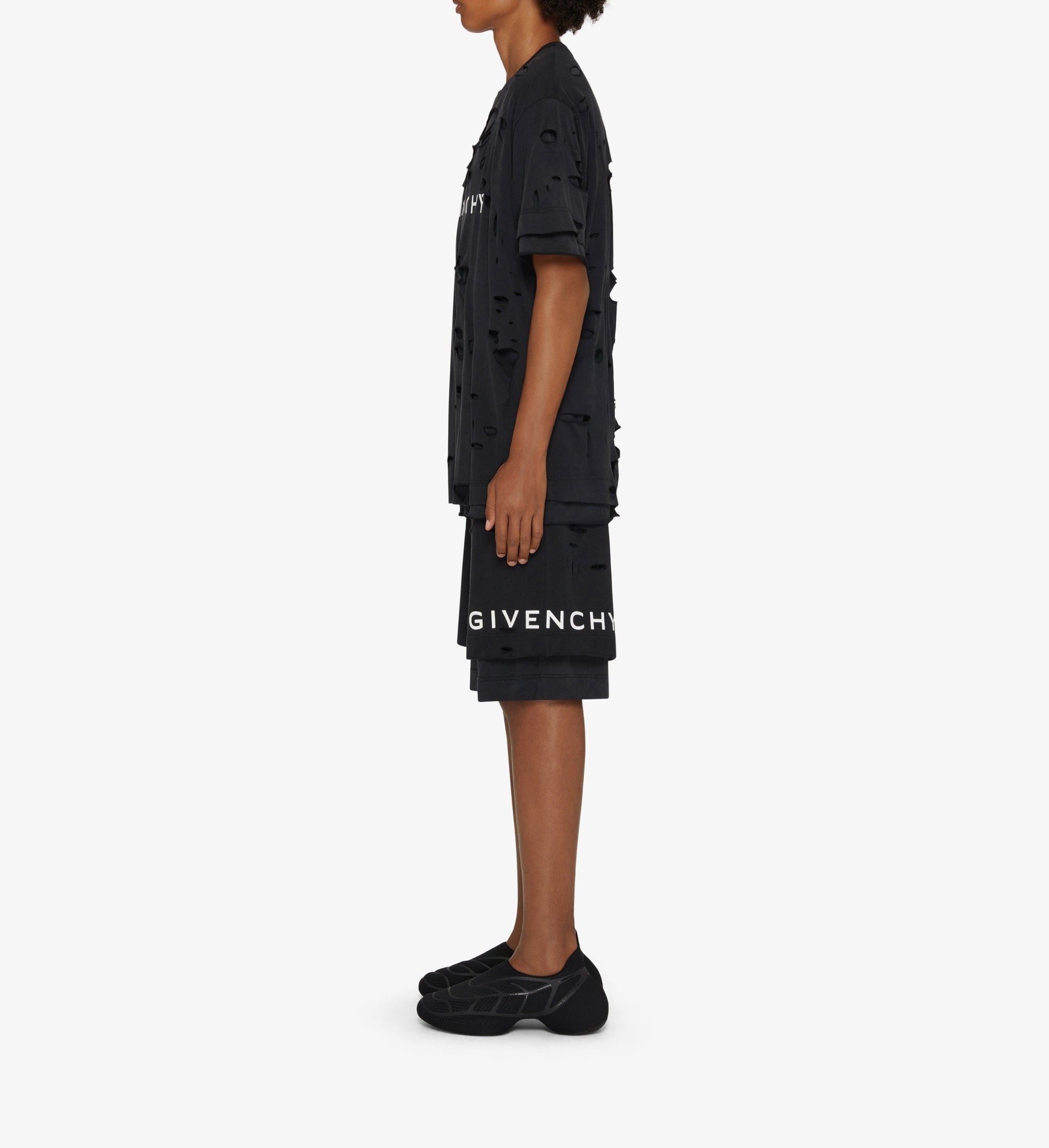 T-shirt à trou surdimensionné - Noir Fume