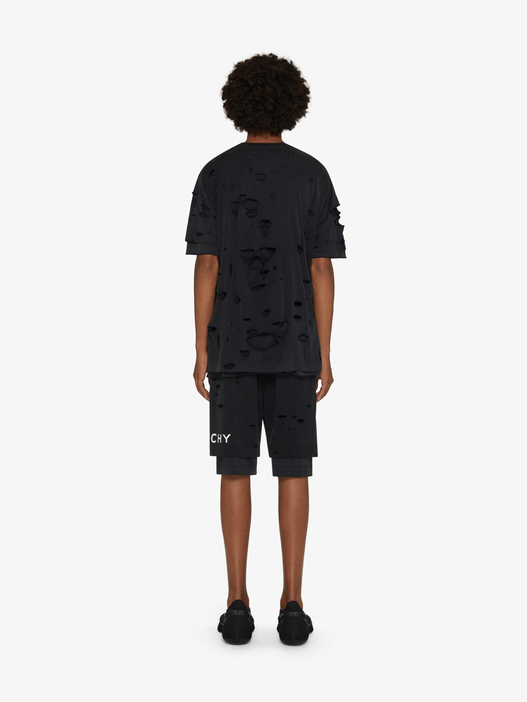 T-shirt à trou surdimensionné - Noir Fume