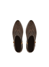 Bottines brune mini monogramme - Marron & Marron Foncé
