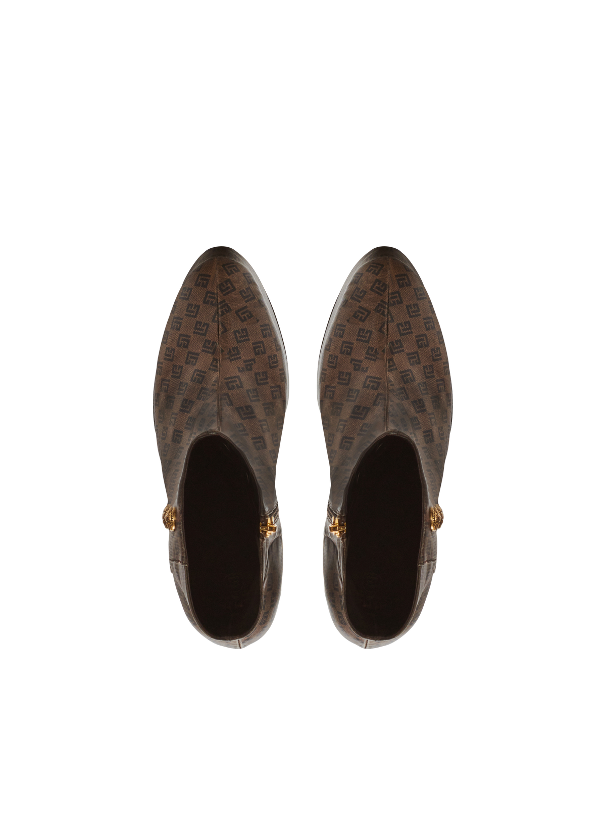 Bottines brune mini monogramme - Marron & Marron Foncé