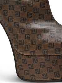 Bottines brune mini monogramme - Marron & Marron Foncé