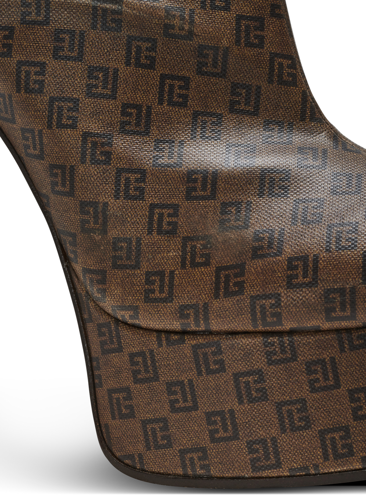 Bottines brune mini monogramme - Marron & Marron Foncé