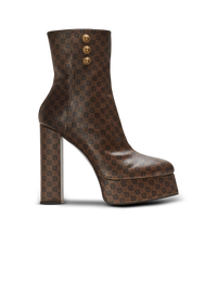 Bottines brune mini monogramme - Marron & Marron Foncé