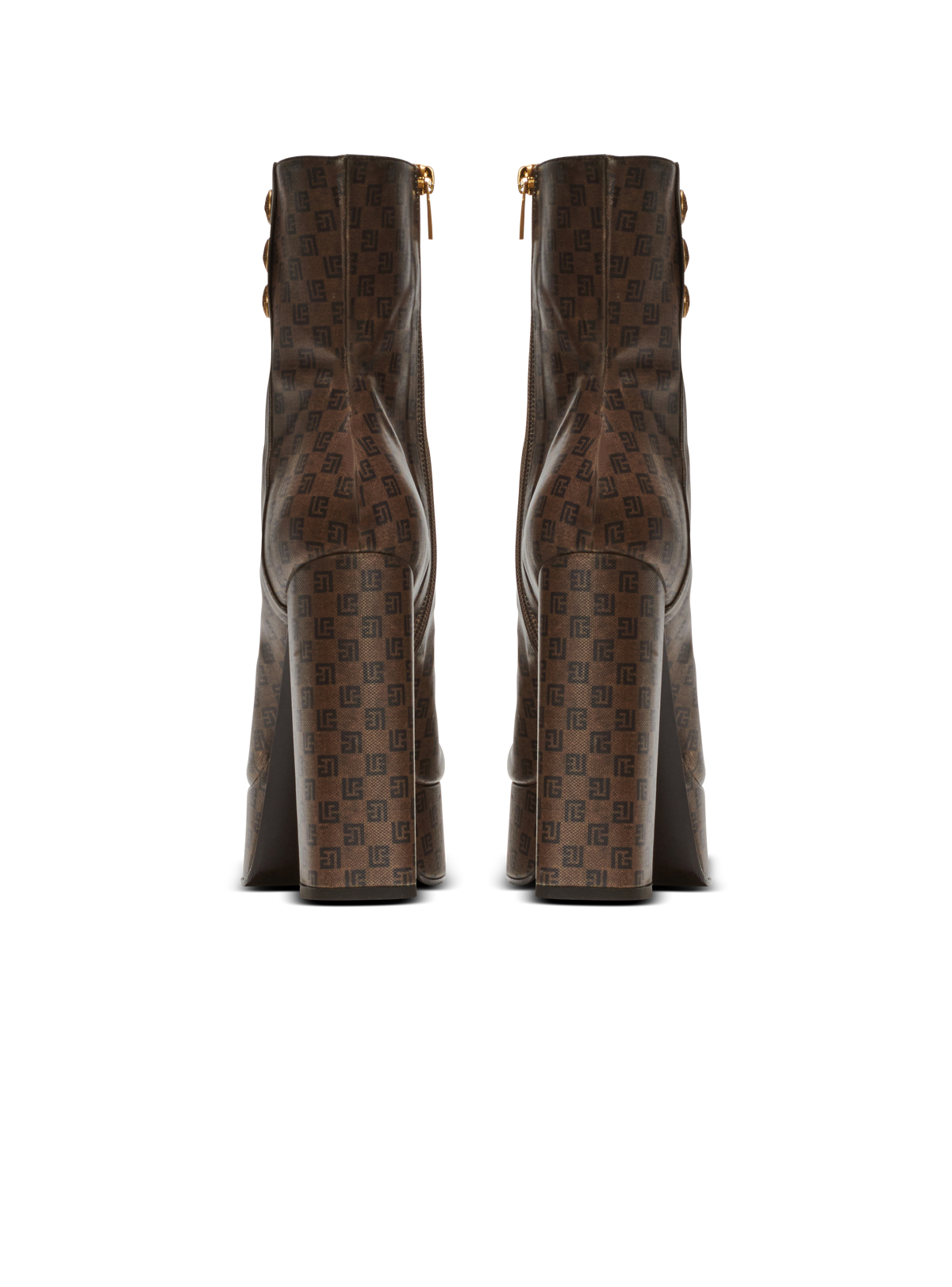 Bottines brune mini monogramme - Marron & Marron Foncé