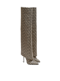 Bottes ariel en cuir monogrammé - Ivoire & Noir
