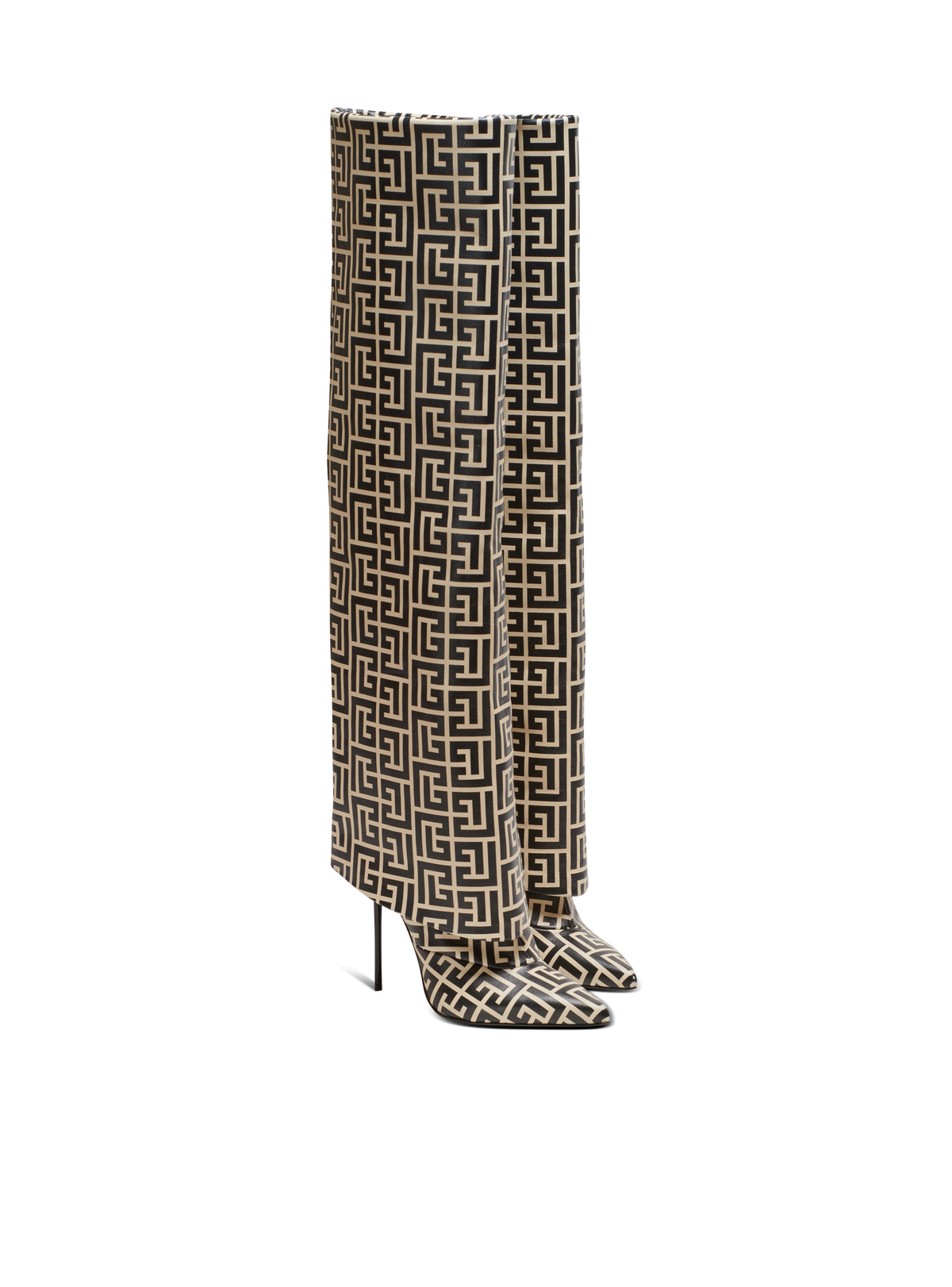Bottes ariel en cuir monogrammé - Ivoire & Noir